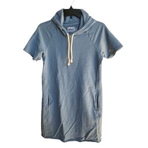 Pact Light Blue Organic Cotton Short Sleeve Hoodie Dress Women’s Size small